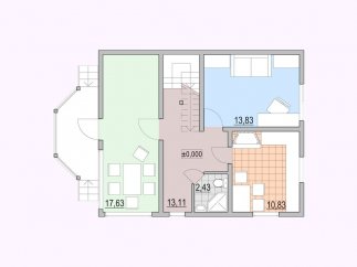 План первого этажа каркасного дома «МС-119»
