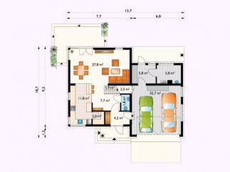 План первого этажа дома из газобетона проект «МС-187»