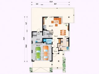 План первого этажа дома из газобетона проект «МС-195»